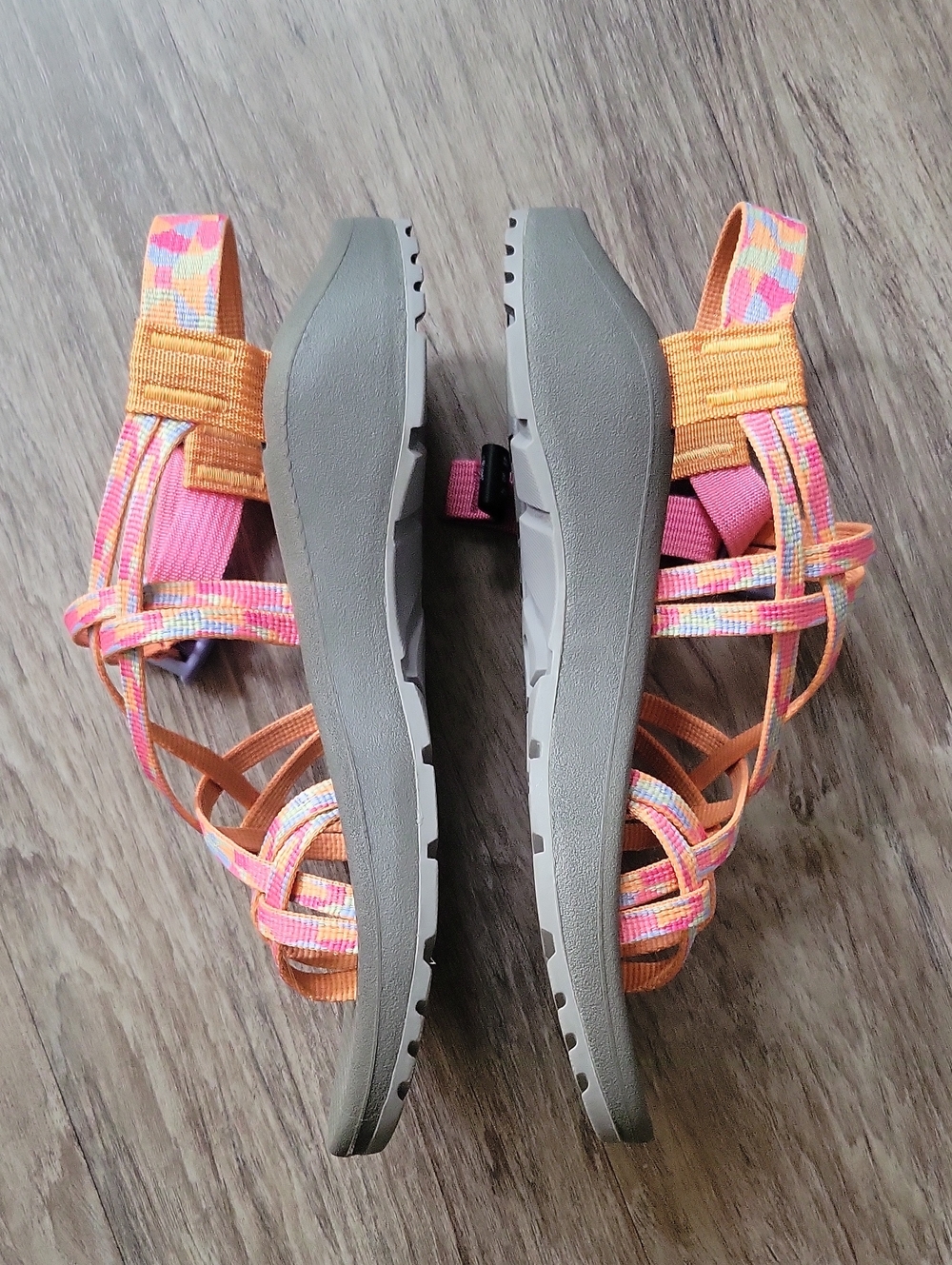 Chaco ZX2 Cloud Sandal Adjustable Straps Cushioned Rubber Sole Pink Orange 8 - Picture 4 of 11